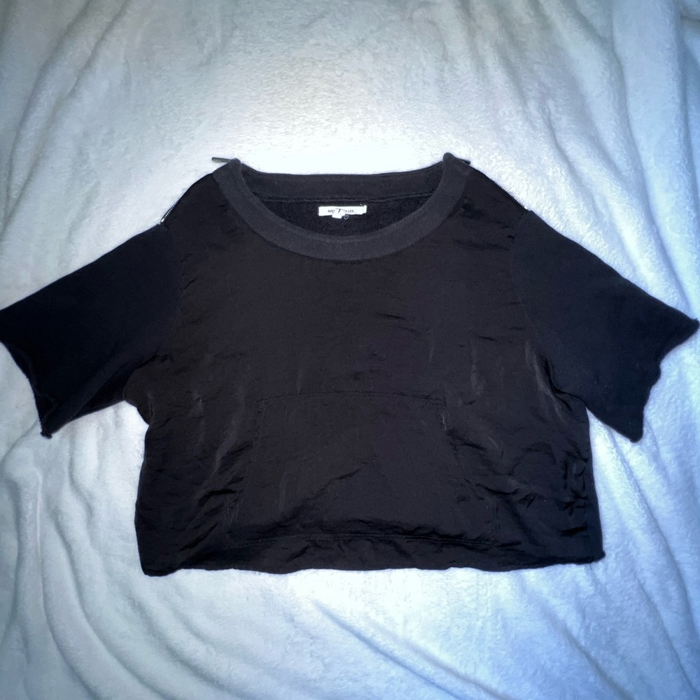Avec Les Filles short sleeve sweatshirt crop top - black